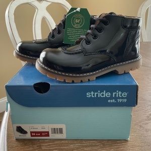 NEW Stride Rite Sawyer Black Patent Toddler Girl Size 9.5 Boots - Euro Series
